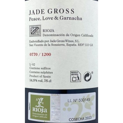 Jade Gross Peace, Love & Garnacha 2023 Jade Gross Peace, Love & Garnacha 2023