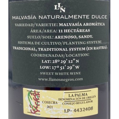 Llanos Negros Malvasía Aromática Naturalmente Dulce 2021 Magnum