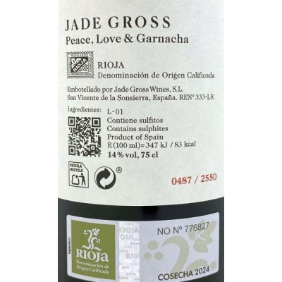 Jade Gross Peace, Love & Garnacha 2024