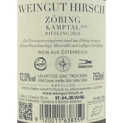 Hirsch Zöbing Riesling 2024