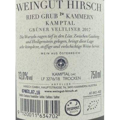 Hirsch Ried Grub Kammern Grüner Veltliner 2017