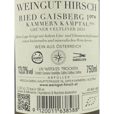 Hirsch Ried Gaisberg Kammern Grüner Veltliner 2024