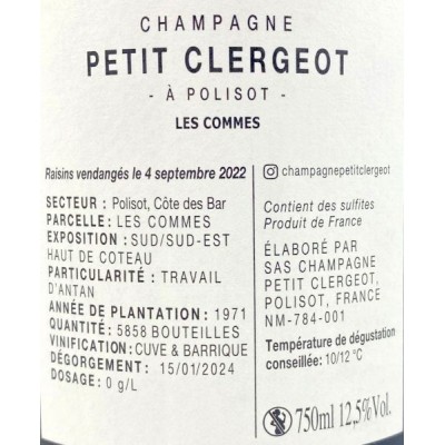 Petit Clergeot Les Commes Champagne 2022