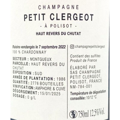 Petit Clergeot Haute Revers Du Chutat Champagne 2022