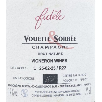 Vouette & Sorbée Fidèle Champagne Brut Nature R22