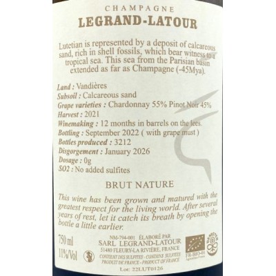 Legrand-Latour Lutétien 2021 Brut Nature Champagne